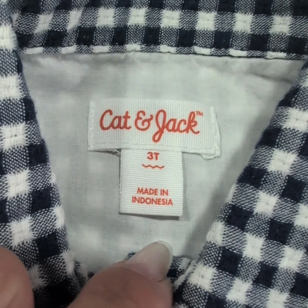 Cat & Jack Navy and White Gingham Shirt
